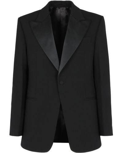 Ferragamo Contrasting Lapel Tuxedo Blazer - Black