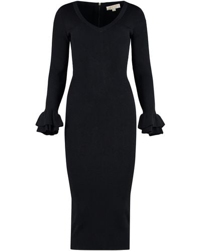 Michael Kors Ribbed Knit Dress - Black