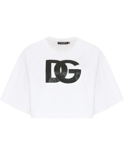 Dolce & Gabbana Crop top in jersey - Bianco