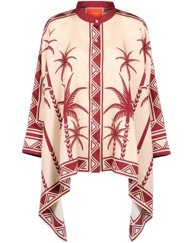 La DoubleJ Palm Tree-print Long-sleeved Shirt - Pink
