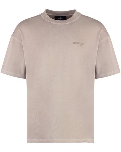 Represent Logo Cotton T-Shirt - Grey
