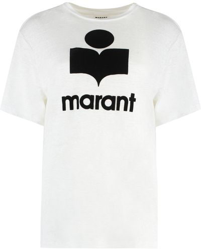 Isabel Marant T-shirt Zewel in lino con logo - Bianco