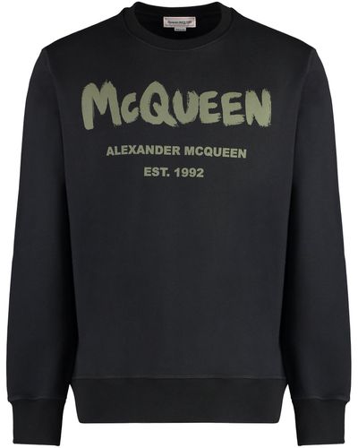 Alexander McQueen Graffiti Logo-print Cotton-jersey Sweatshirt X - Black