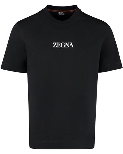 Zegna T-shirt in cotone con logo - Nero