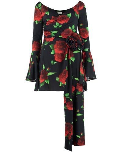 Magda Butrym Floral Print Jersey Dress - Black