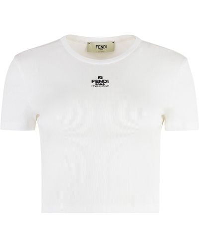 Fendi T-shirt in cotone con logo - Bianco