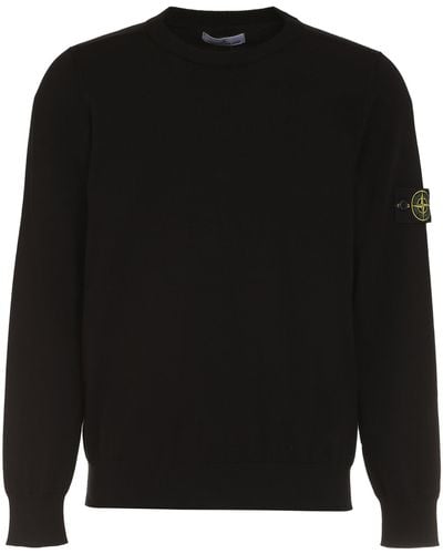 Stone Island Cotton Crew-Neck Sweater - Black