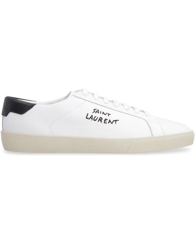 Saint Laurent SNEAKER RICAMATE COURT CLASSIC SL/06 IN PELLE LISCIA - Bianco