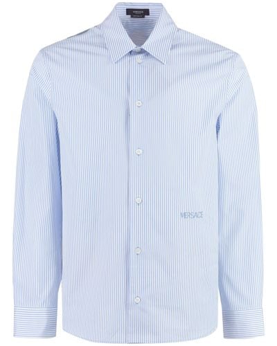 Versace Camicia in cotone a righe - Blu
