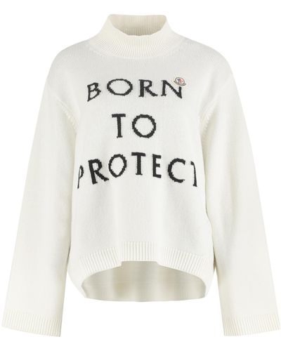 Moncler Born to Protect - Maglione dolcevita in lana - Bianco