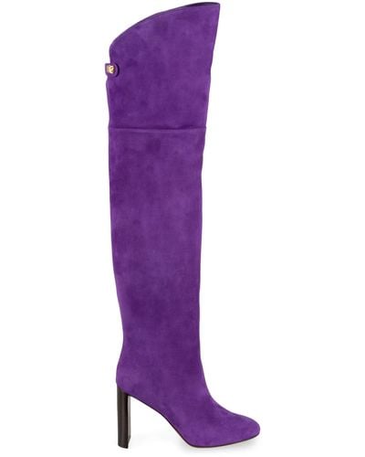 Maison Skorpios Marylin Suede Knee High Boots - Purple