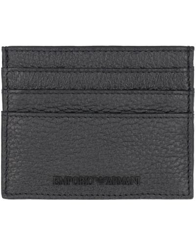 Emporio Armani Leather Card Holder - Grey