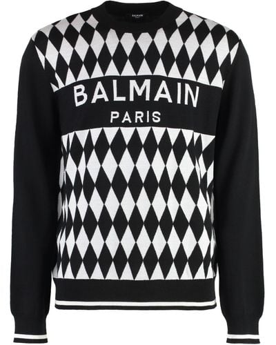 Balmain Crew-neck Wool Sweater - Black