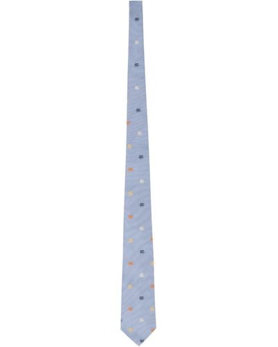 Etro Cravatta in seta con logo all-over - Blu