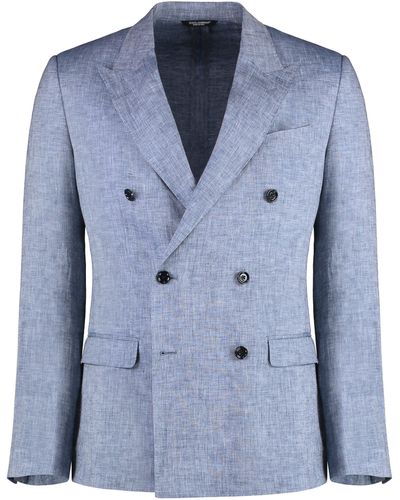 Dolce & Gabbana Double-breasted Linen Jacket - Blue