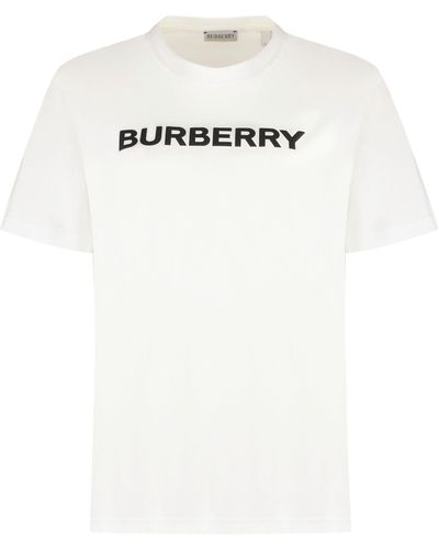 Burberry T-shirt in cotone con logo - Bianco