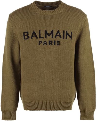 Balmain Wool Blend Pullover - Green