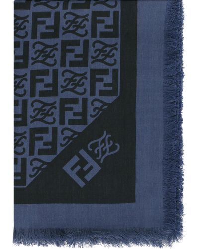 Fendi Wool And Silk Scarf - Blue