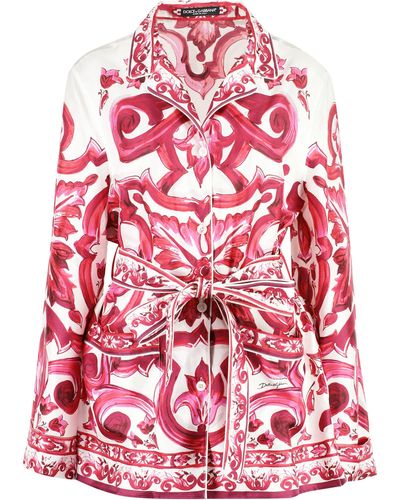 Dolce & Gabbana Camicia pigiama in seta stampata - Rosso