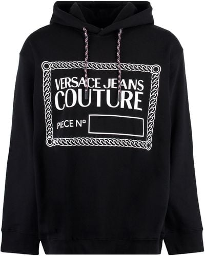 Versace Jeans Couture Felpa in cotone con cappuccio - Nero