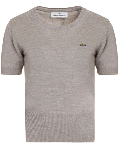 Vivienne Westwood T-shirt Bea in maglia con logo - Grigio