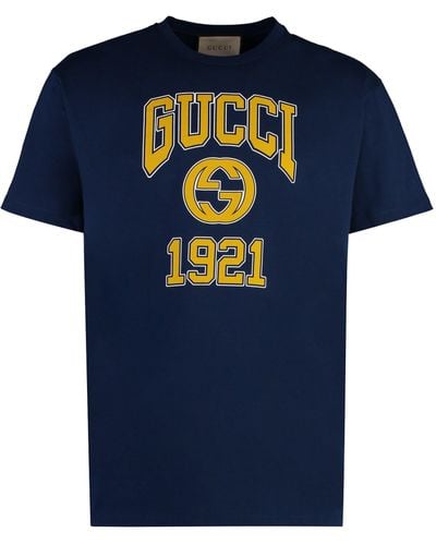 Gucci Logo-print Crewneck Cotton-jersey T-shirt X - Blue