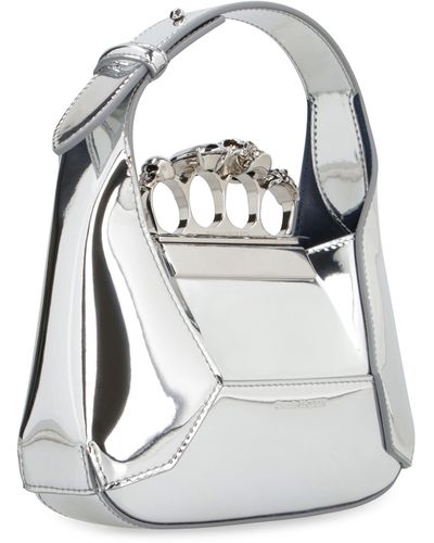 Alexander McQueen Mini Hobo Bag Jewelled - Grey