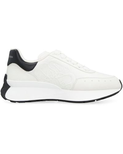 Alexander McQueen Women's Sprint Runner Logo-embossed Leather Sneakers - White
