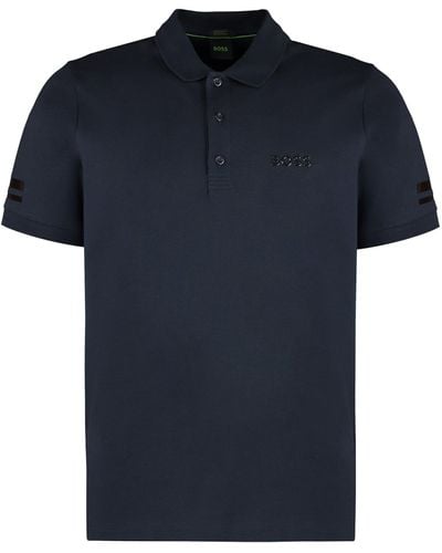 BOSS Stretch Cotton Short Sleeve Polo Shirt - Blue