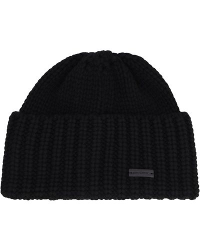 Saint Laurent Cappello in maglia a coste - Nero