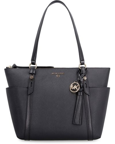 MICHAEL Michael Kors Jet Set Leather Shopper Tote Handbag - Black