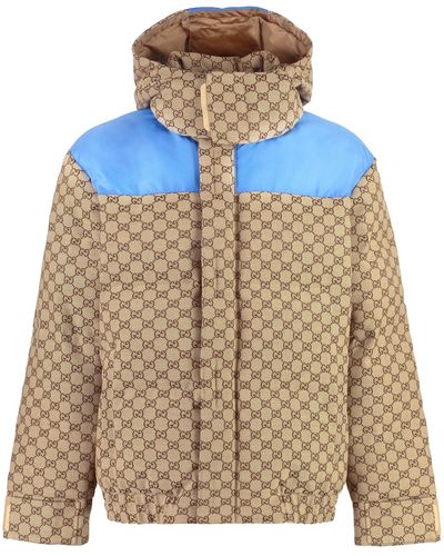 Gucci Gg Cotton Canvas Padded Jacket - Blue
