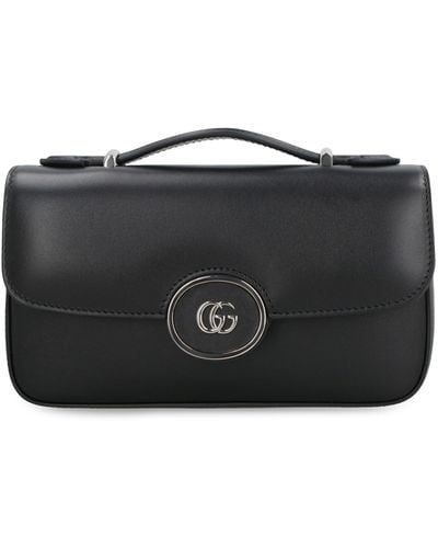 Gucci Petite GG Mini Leather Shoulder Bag - Black