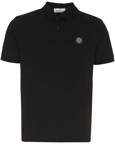 Stone Island Cotton-Piqué Polo Shirt - Black