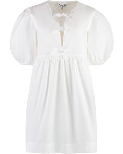 Ganni Poplin Mini Dress - White
