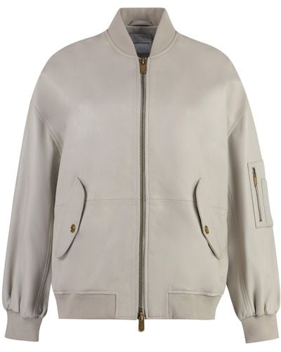 Pinko Monterosi Leather Jacket - Gray