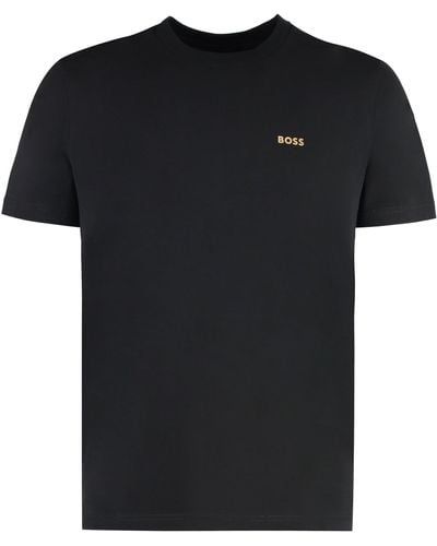 BOSS T-shirt girocollo in cotone - Nero