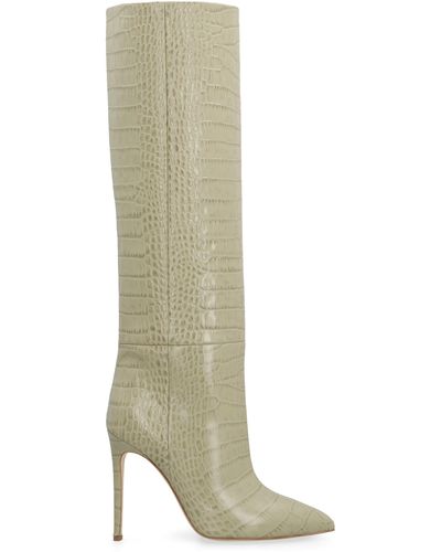 Paris Texas Croco-print Leather Boots - White