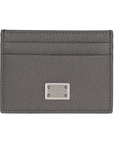 Dolce & Gabbana Dauphine Print Leather Card Holder - Grey