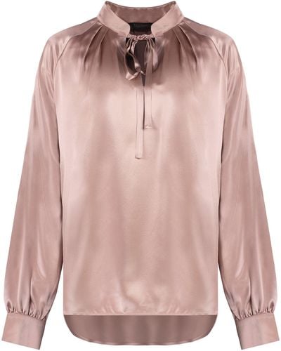 Max Mara Tamigi Silk Blouse With Bow - Pink