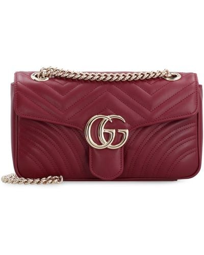 Gucci GG Marmont Quilted Leather Shoulder Bag - Red