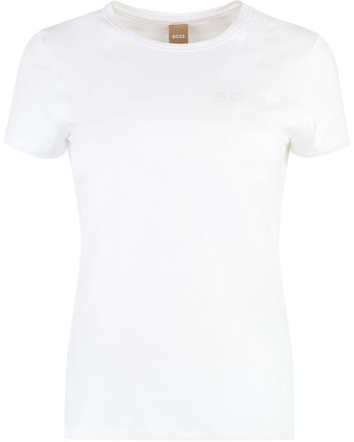 BOSS T-shirt girocollo in cotone - Bianco