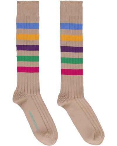 Emporio Armani Striped Knitted Socks - Pink
