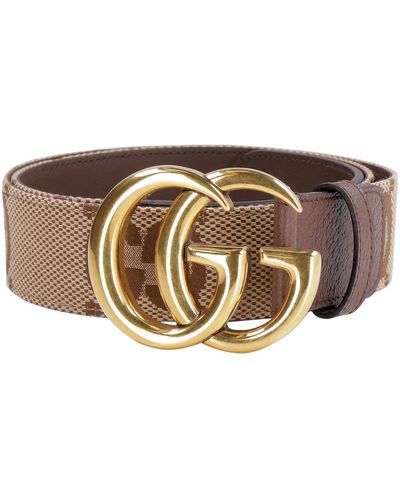 Gucci Cintura in pelle con fibbia GG Marmont - Grigio
