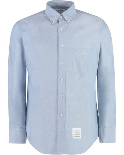 Thom Browne Camicia in cotone con collo button-down - Blu