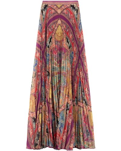Etro Pleated Floral Maxi-skirt - Multicolour