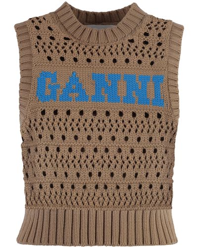 Ganni Knitted Sleeveless Pullover - Natural