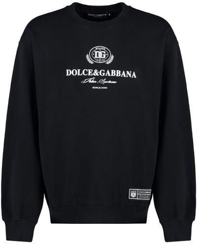 Dolce & Gabbana Cotton Crew-Neck Sweatshirt With Logo - Black
