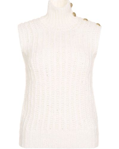 Balmain Wool Turtleneck Sweater - White