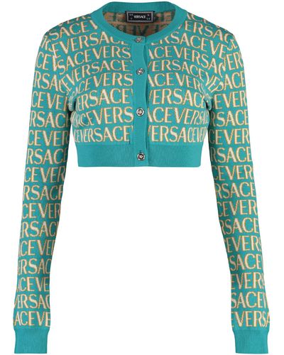 Versace Cardigan corto in maglia - Verde